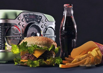 Von Fotos Realistisch Werke - Radio Coca Cola Hamburgere Chips Gemälde von Fotos zu Kunst